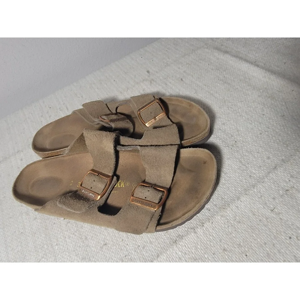 Birkenstock Arizona Suede Leather Sandals Taupe Brown EU 39 US L8 M6 Slide Shoes